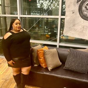 Plus Size Open Shoulder Sweater